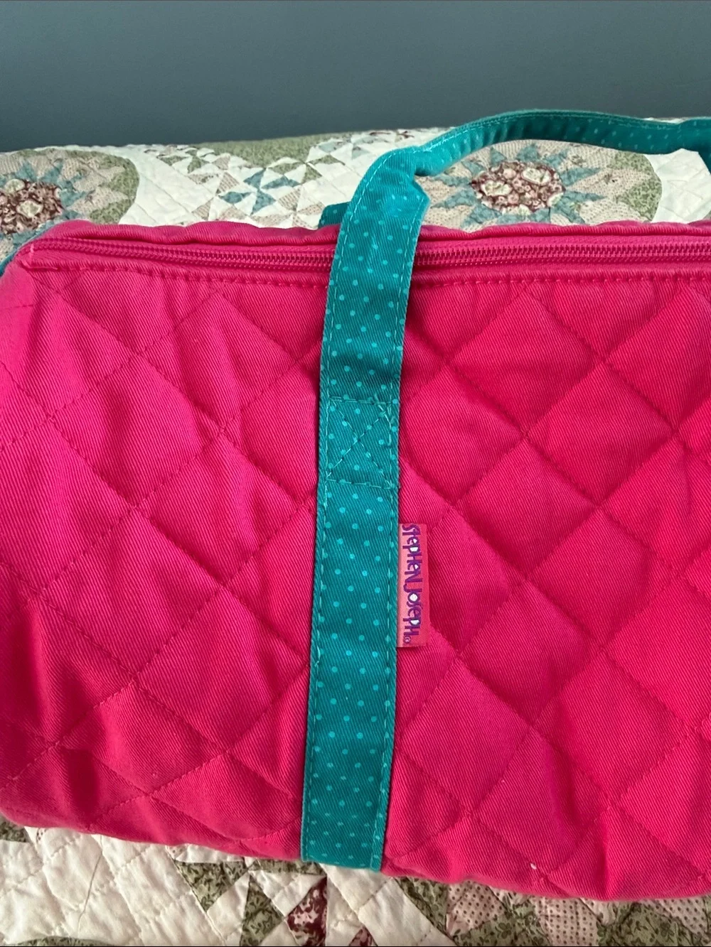 Stephen Joseph Pink Quilted Horse duffle bag